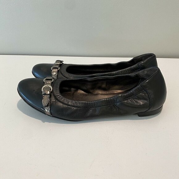 AGL Ballet Flats Shoes Black Buckle Cap Toe 39 - Picture 5 of 10